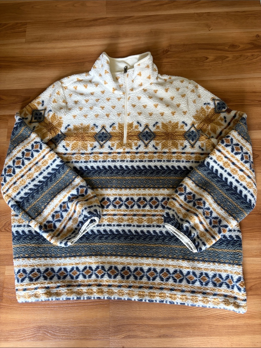 LL Bean Women’s All over print half zip pullover fleece 2X Sherpa